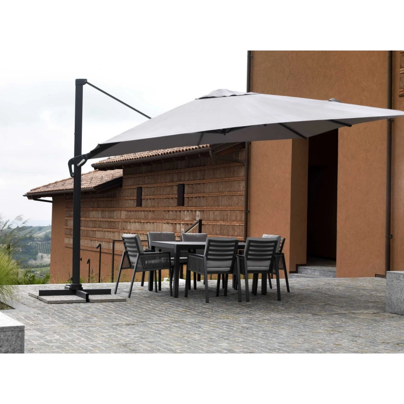 Ombrellone alluminio montana 3x3h2,65m grigio palo laterale