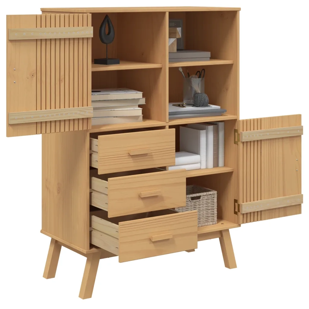 Credenza OLDEN Marrone 85x43x125 cm in Legno Massello di Pino 358615