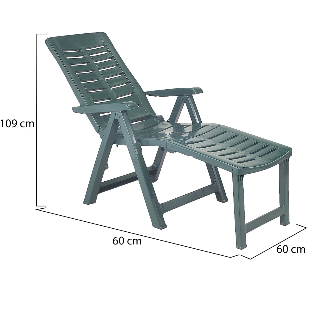 Sdraio da Giardino Henagar, Lettino Prendisole Pieghevole con Poggiapiedi Made in Italy, 60x60x109h cm Verde