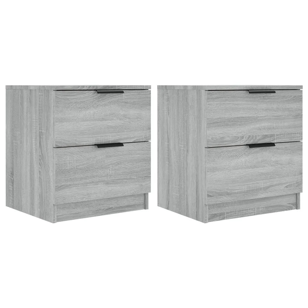 Set di 2 Comodini | Armadio da Notte | Mobiletto da notte Grigio Sonoma in Legno Multistrato