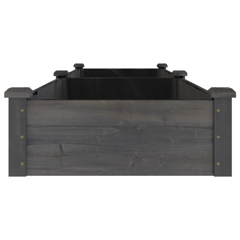 Fioriera Giardino con Fodera-Vaso da Esterno-Contenitore per Piante Grigia 240x60x25 cm Massello Abete