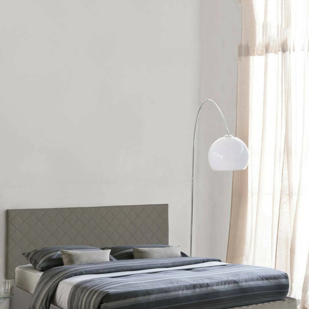 Letto matrimoniale Amarillide, Testata in ecopelle a muro, Made in Italy, adatta a letto Matrimoniale, cm 170x60, Tortora