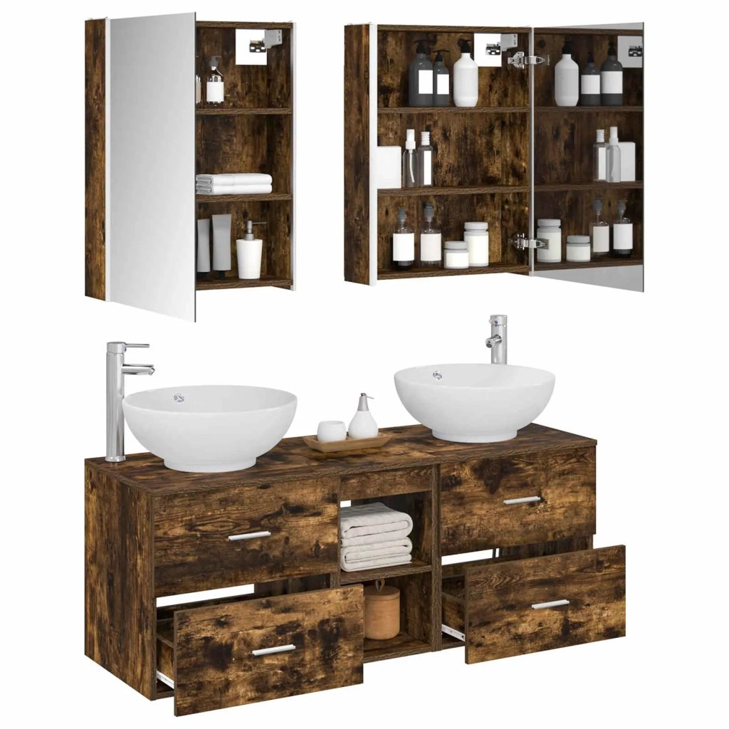 Set di mobili per il bagno 5 pcs Rovere Fumo 3406971