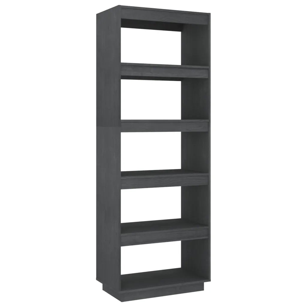 Libreria Divisorio-Scaffale per Libri-Mobile di Stoccaggio Grigio 60x35x167cm in Legno Massello di Pino