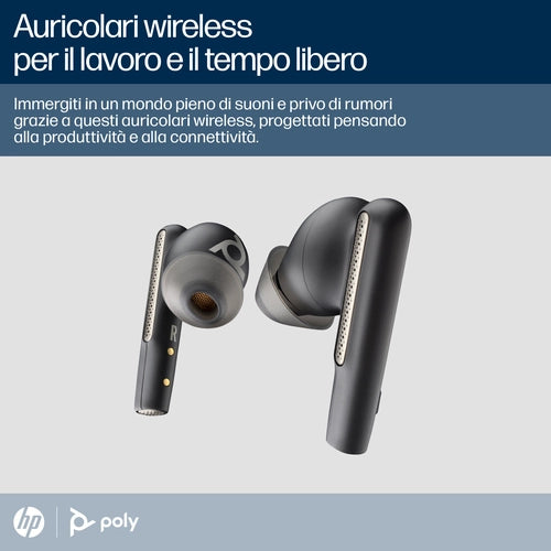 HP Poly Auricolari nerofumo Poly Voyager Free 60 UC + Adattatore BT700 USB-A + Custodia di ricarica di base