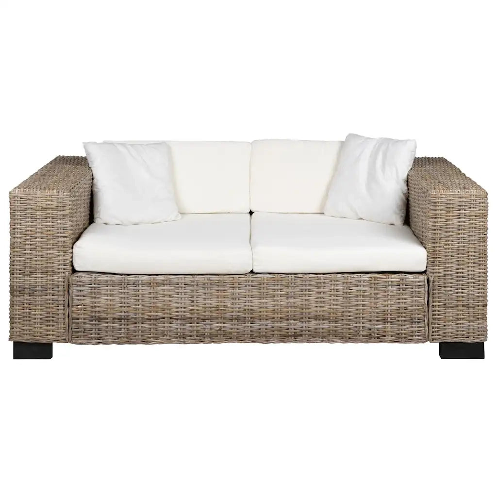 Divano a 2 Posti 7 pz in Rattan Naturale  cod mxl 13291