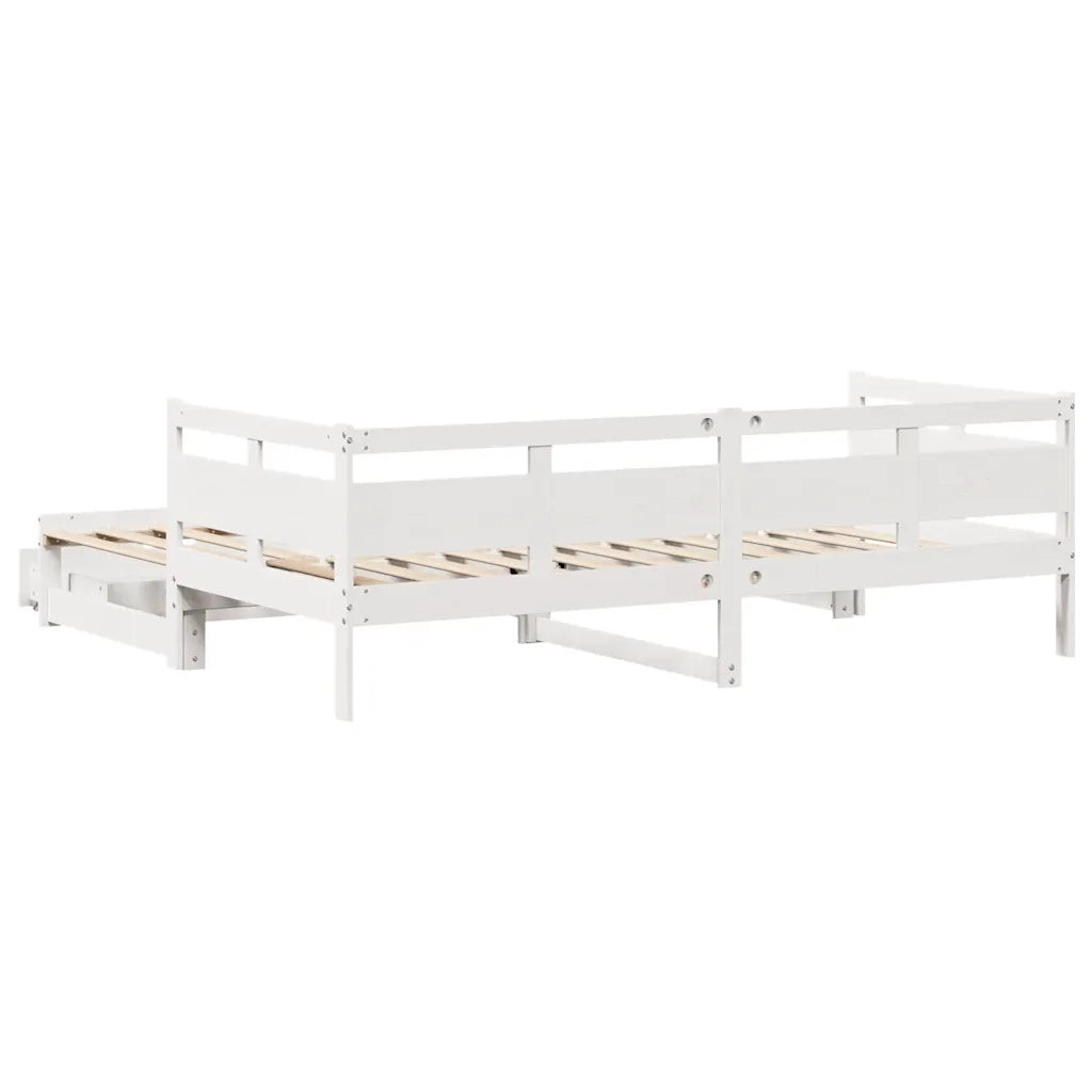 Letto Estraibile con Cassetti senza Materasso Bianco 90x190 cm
