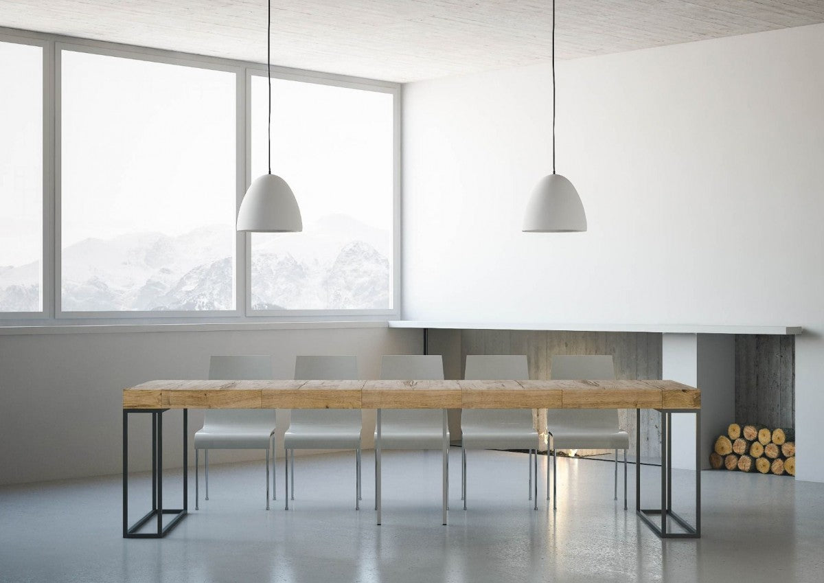 Consolle Allungabile 90-300x40x77 cm in Nobilitato Marrone