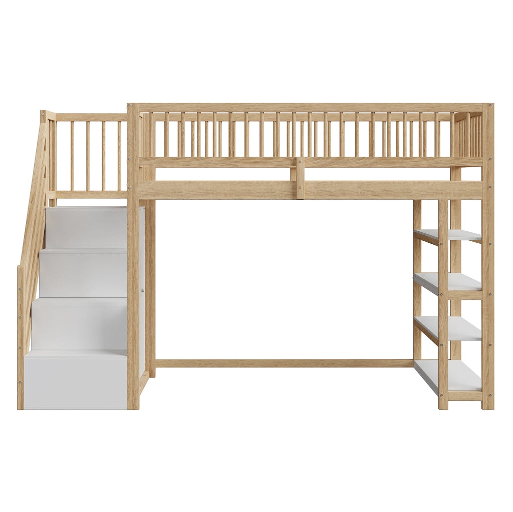 Letto a soppalco 90x200 cm multifunzione con scala di sicurezza