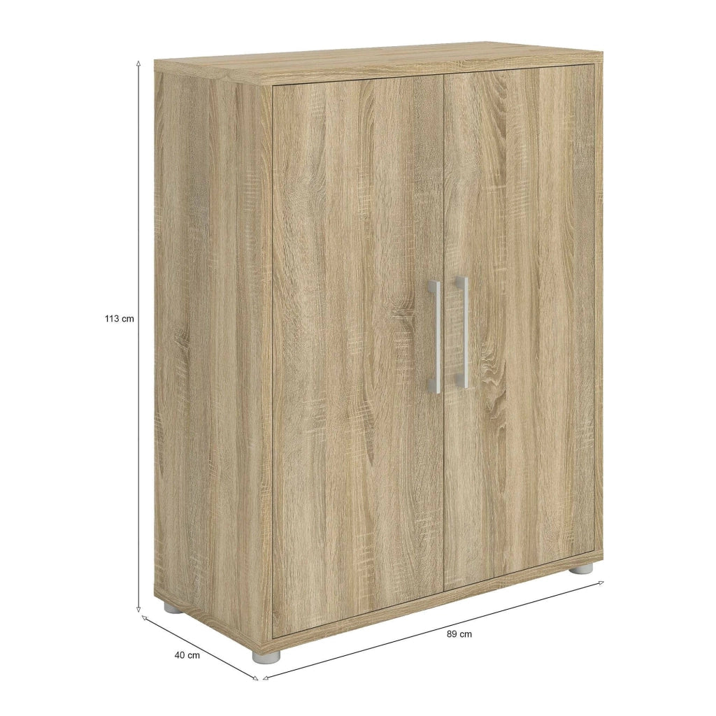Credenza Warszawa, Buffet da soggiorno, Madia da salotto, Dispensa da cucina, 89x40 h113 cm, Quercia