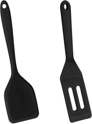 Mini Spatola in Silicone - 2 pezzi Spatola di Servizio in Silicone con Manubri - Spatola per Biscotti con Manubri (Nero)