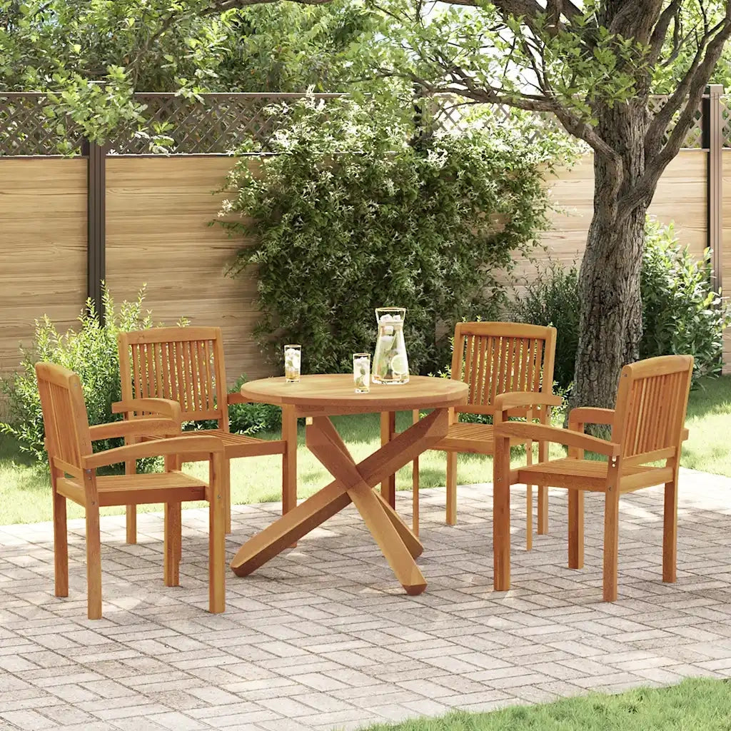 Set da Pranzo per Giardino 5 pz in Legno Massello di Teak 3073201