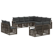 Set Divano da Giardino 11 pcs Grigio polyrattan 3435881