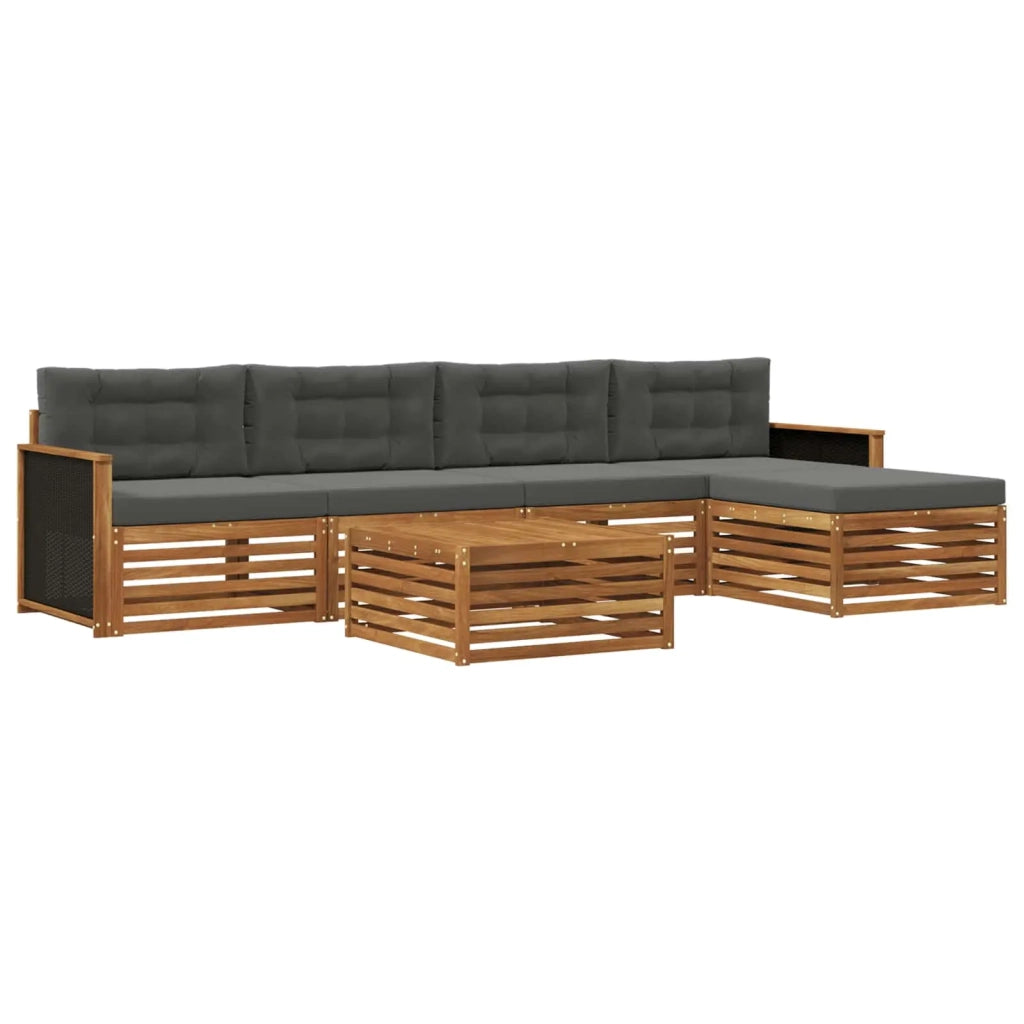 Set di divani da esterno 6 pz Naturale e Antracite Poliestere 3383255