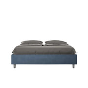 Letto Sommier imbottito Matrimoniale 160x210 cm Azelia - Senza rete,Microfibra,Blu