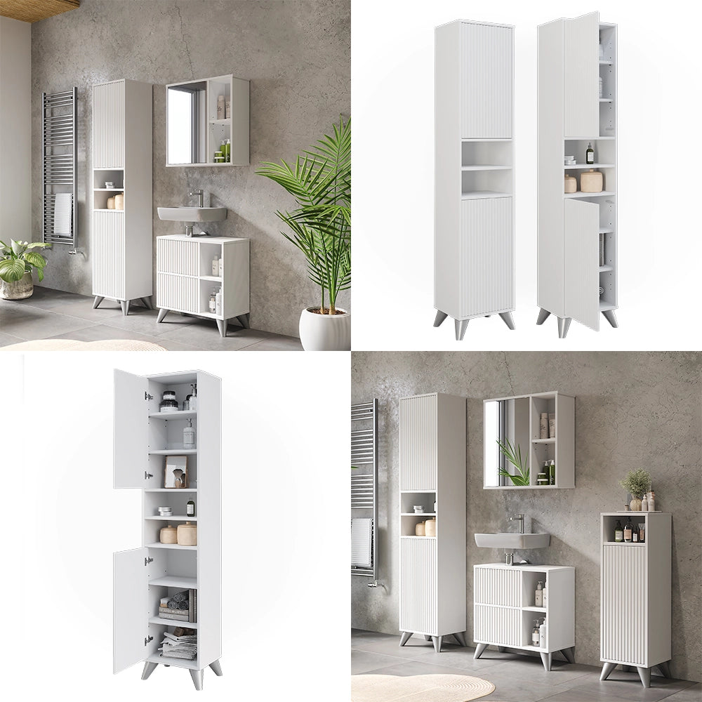 Vicco Armadio per il bagno Bianco 38 x 180 cm con 2 porte