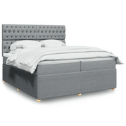 vidaXL Giroletto a Molle con Materasso Grigio Chiaro 200x200cm Tessuto