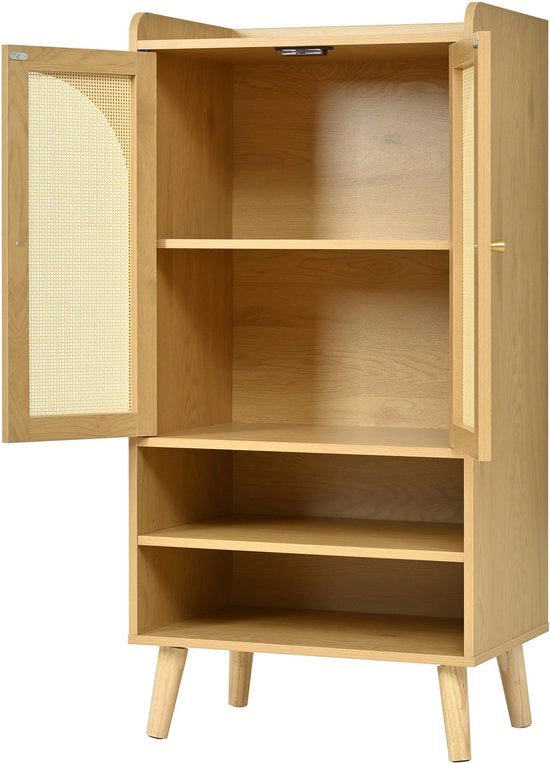 Cassettone - Rotan - 2 Porte - 2 Cassettoni - Spazio di Archiviazione Aperto