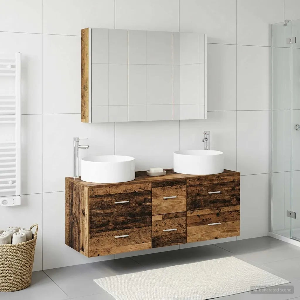 Set di mobili per il bagno 4 pcs Legno antico 3407109