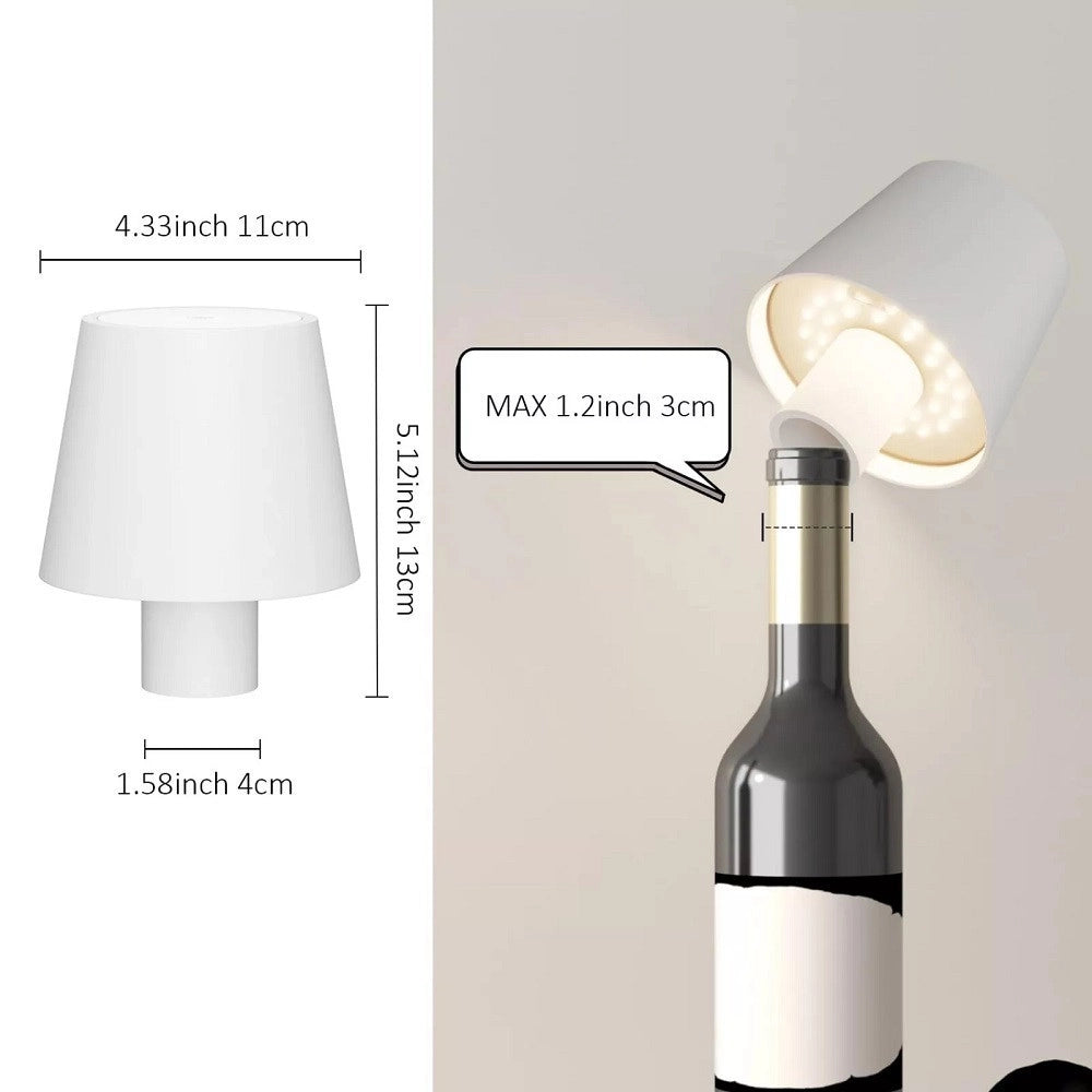 Trade Shop - Lampada Led Per Bottiglia Tappo Tavolo Touch Dimmerabile 3 Tonalità Ricaricabile -
