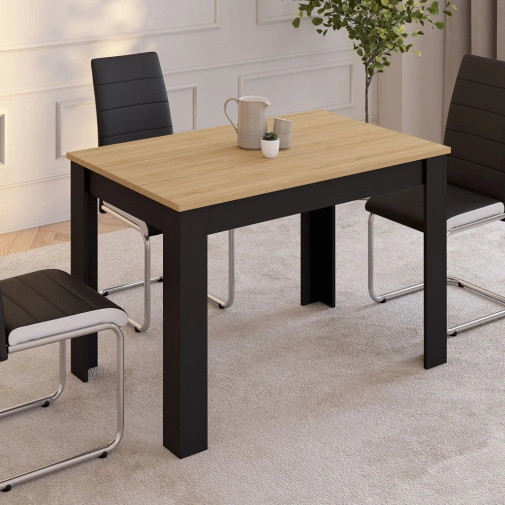 IDMarket - Tavolo da pranzo rettangolare ROZY 4 persone piano faggio nero 110 cm