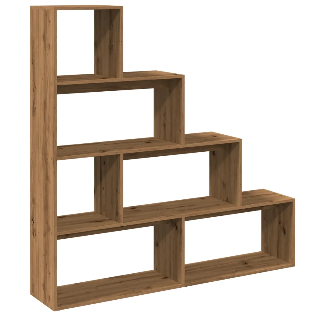 Libreria a 4 Ripiani-Scaffale per Libri-Mobile di Stoccaggio Rovere 143,5x29x143,5 cm in Truciolato