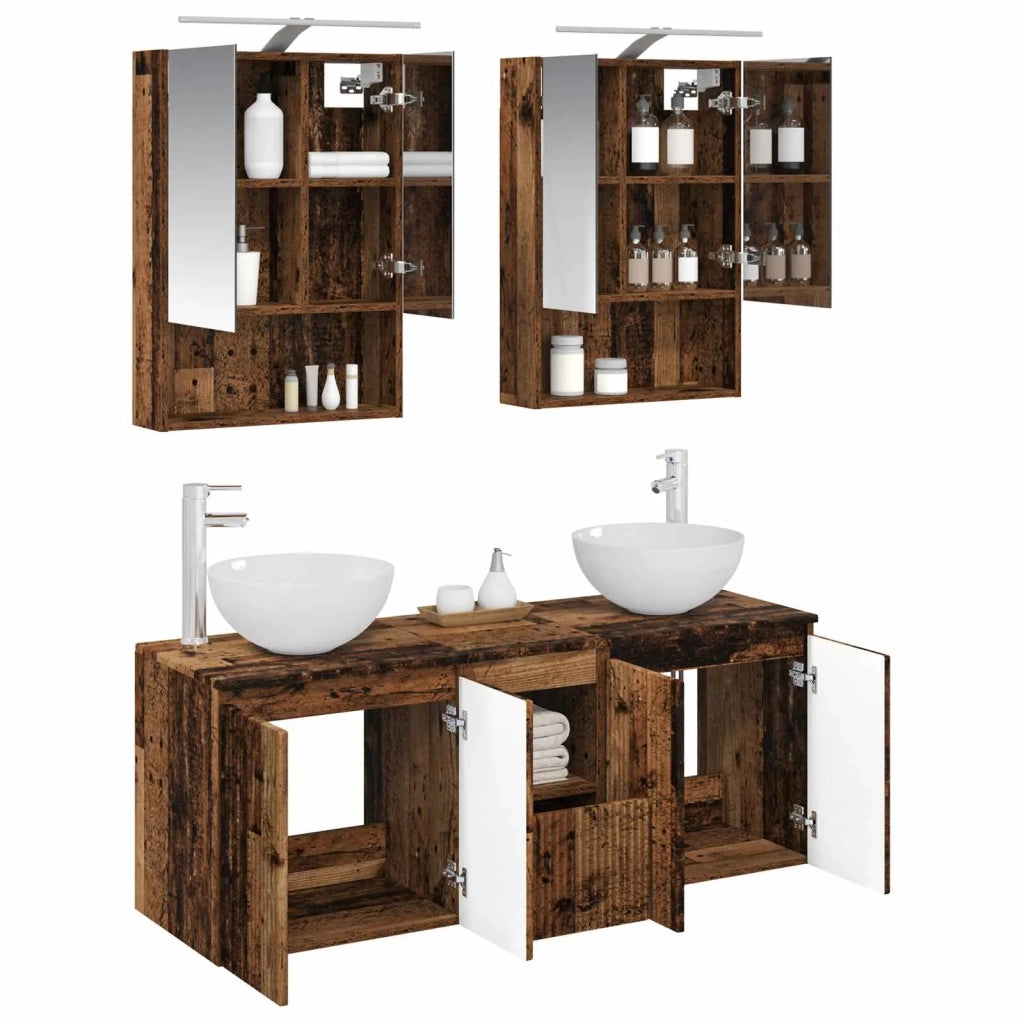 Set di Armadi da Bagno 5 pcs Legno antico 50 x 14,5 x 70 cm 3406365