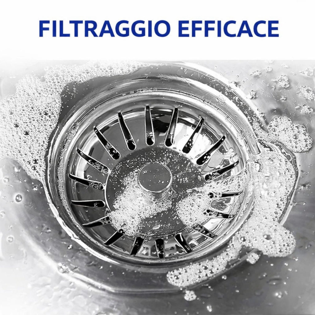 Tappo Filtro per Lavello da Cucina Ø 80 mm Colino Scarico in Metallo Resistente e Durevole 79349