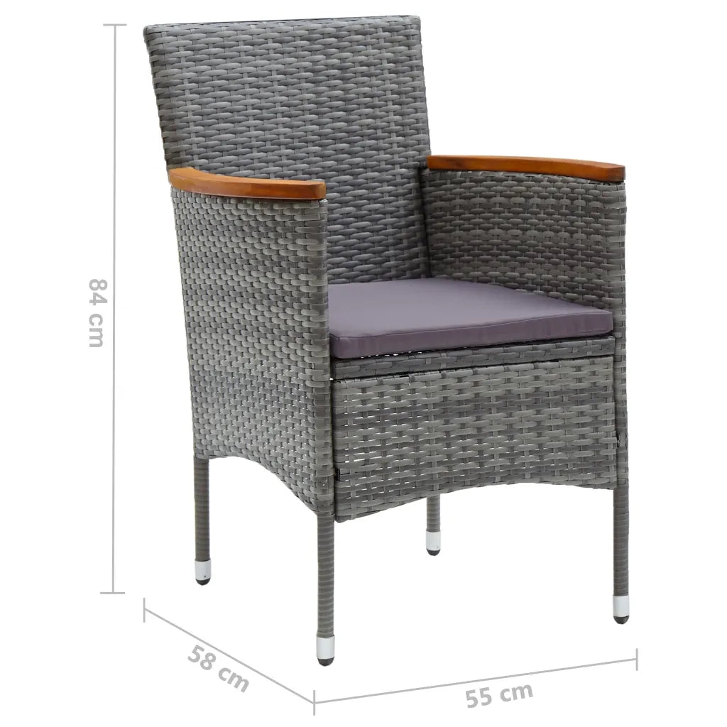 Sedie da Pranzo per Giardino 4 pz in Polyrattan Grigio 310567