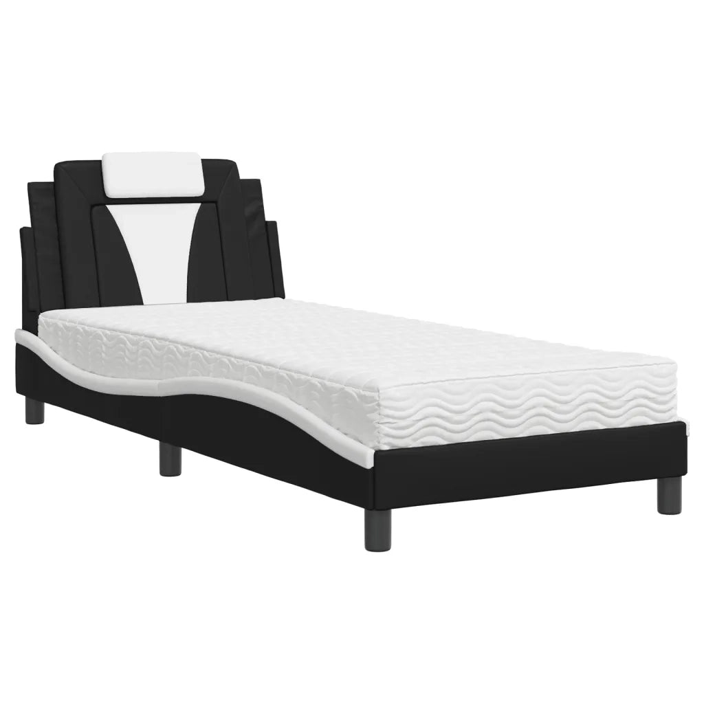 Letto Viana con Materasso Nero e Bianco 80x200 cm in Similpelle 3208759