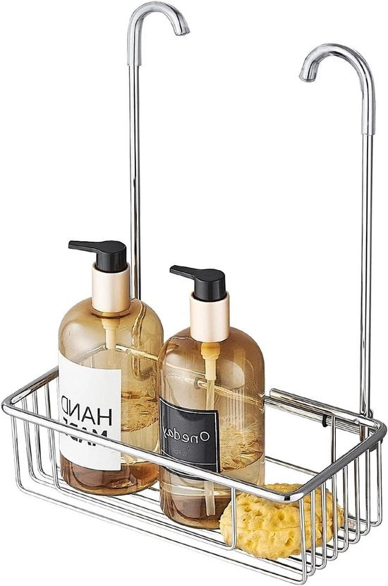 Scaffale da Docce Senza Forare - Acciaio Inossidabile - Orecchiette per Shampoo da Docce - 25 x 35 x 13 cm Argento