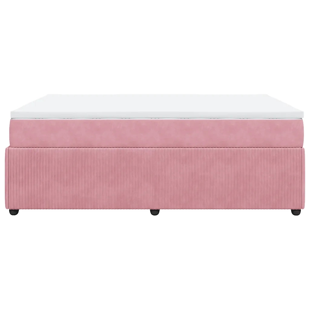 Giroletto a Molle con Materasso Rosa 160x200 cm in Velluto