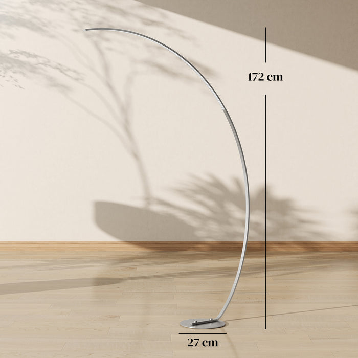 Lampada da Terra ad Arco Alta 172 cm a LED con Telecomando e Regolazione della Luminosità Argento