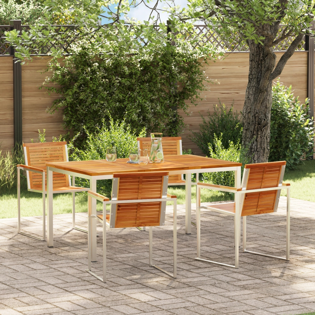 Set da pranzo da giardino 5 pezzi in legno solido di teak