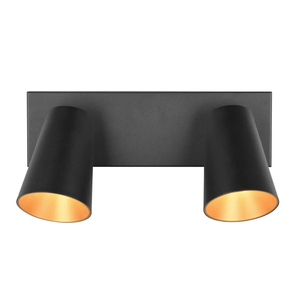 LÚZETE - SPOT DA SOFFITTO/ MURO 2 LUCI METALLO NERO GU10 SILVANO