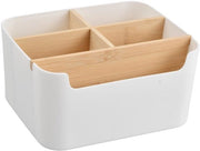 Organizzatore da scrivania - Multifunzionale - Scatola di archiviazione con 5 Compartimenti - Pareti divisorie regolabili - Sostenibile - Dimensioni 18,3 x 14,5 x 9,5 cm
