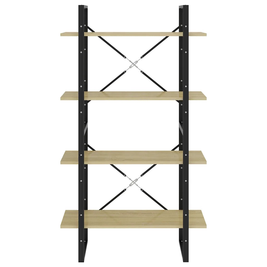 Libreria 4 Ripiani-Scaffale per Libri-Mobile di Stoccaggio Rovere Sonoma 80x30x140 cm Legno Multistrato