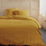 Completo letto - TODAY - 123668 - 2 persone - 240x220 cm - Garza di cotone tinta unita - Ocra