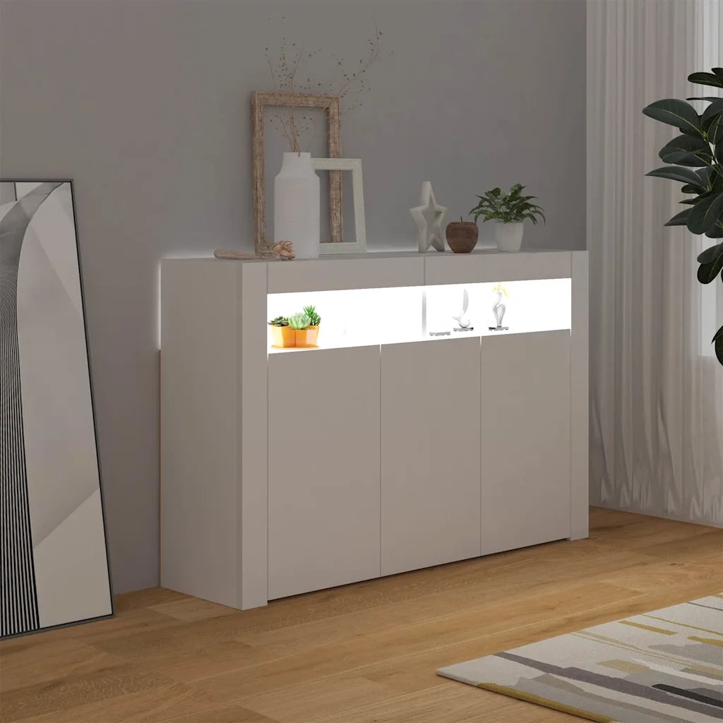 Credenza con Luci LED Bianca 115,5x30x75 cm 804337