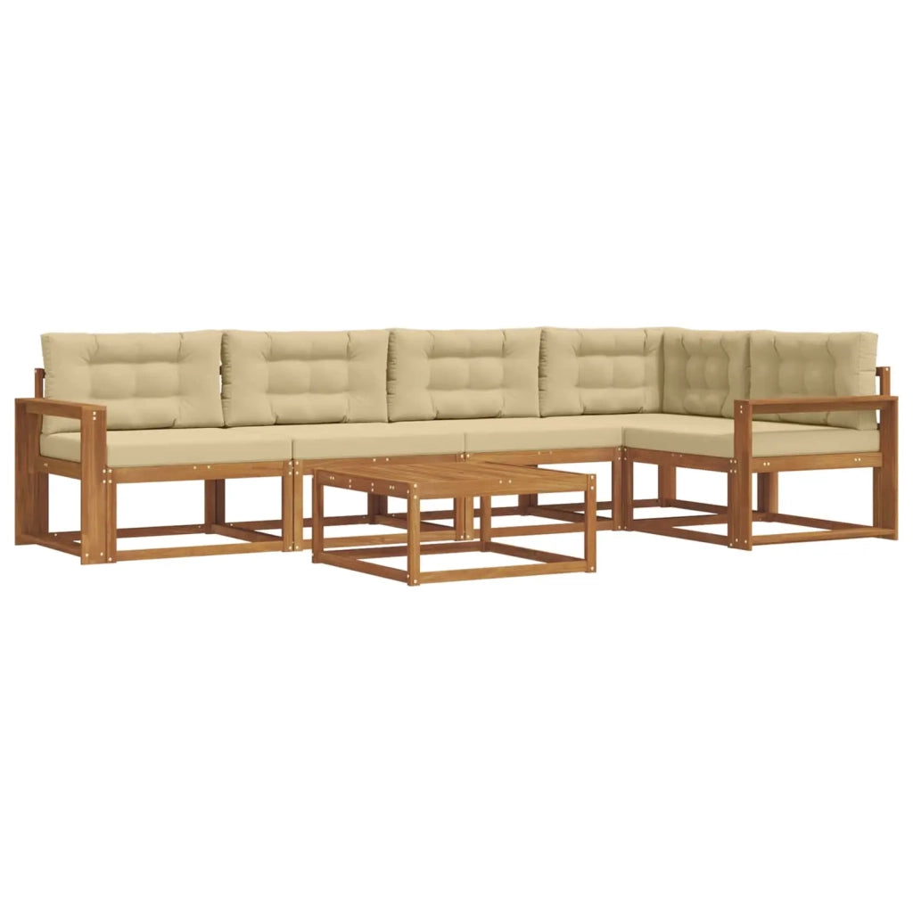 Set di divani da esterno con cuscino 6 pcs Naturale e Beige 3367621