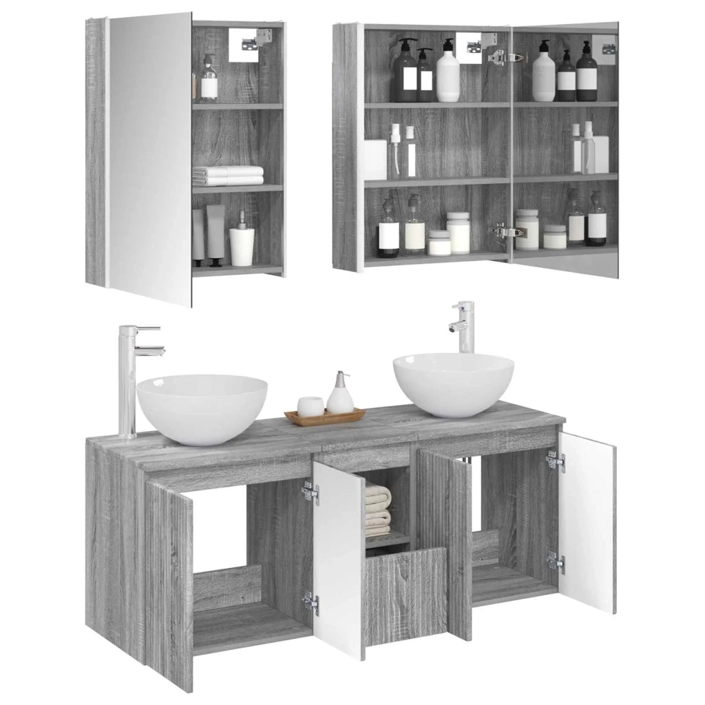 Set di Armadi da Bagno 5 pcs Sonoma grigio 53 x 15,5 x 70 cm 3406372