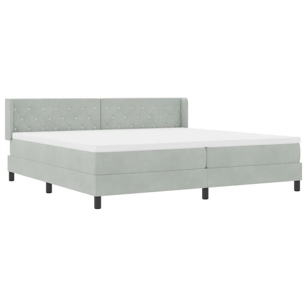 Letto a molle con testiera Grigio chiaro 200 x 200 cm Velluto 3341432
