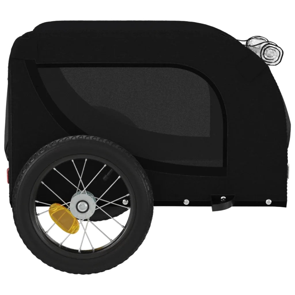 Rimorchio da Bici per Animali Nero Oxford e Ferro 93996