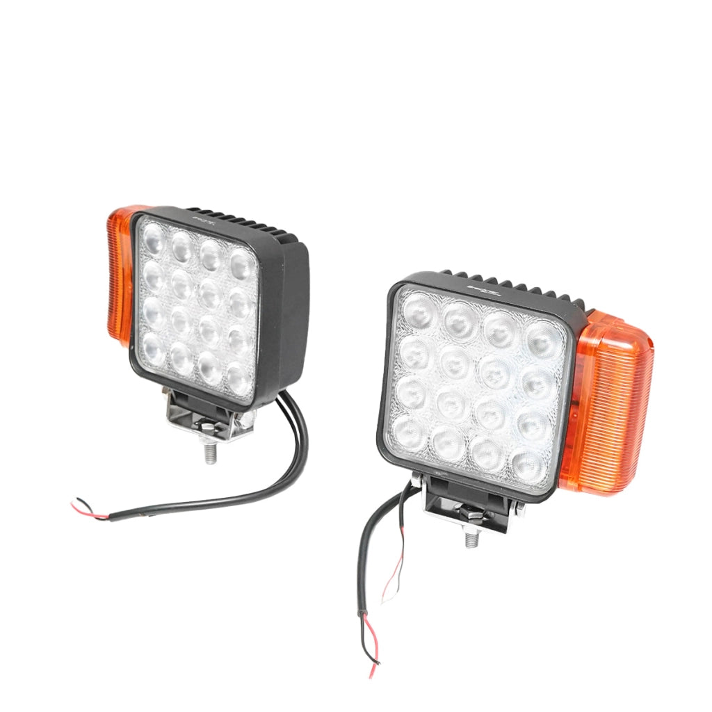 Set di lampade LED tipo faro con segnalazione destra e sinistra, 16 LED, 12-24V, dimensioni 139x128x57mm, Breckner Germany