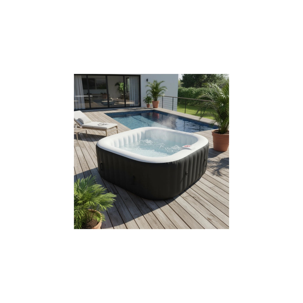 Ospazia Spa gonfiabile quadrata a 6 posti - - Dimensioni: 185 x 185 cm - Filtro e copertura inclusi