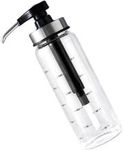 Dispensatore di vetro con scala graduata, contenitore di miele e misuratore, capacità 300 ml.