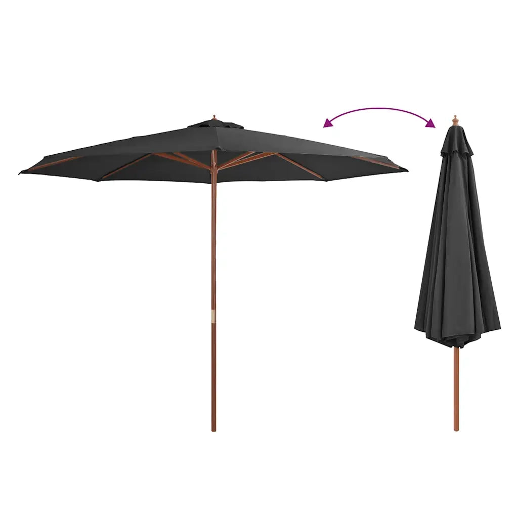 Ombrellone da Esterni-Ombrello da giardino con Palo in Legno 350 cm Antracite