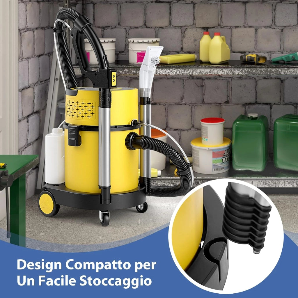 1200W 20L Aspiratori Solidi e Liquidi, 4 in 1 Macchina per Pulizia 17 KPA con Telecomando, Aspirapolvere con 9 Accessori per Pavimenti Scale Divano Auto