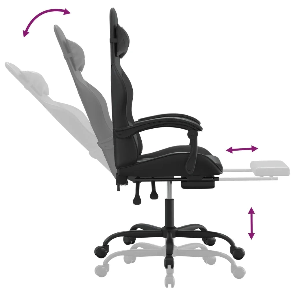 Sedia da Gaming con Poggiapiedi Nero in Similpelle 3143862