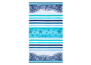 Telo Mare Jacquard Spugna Asciugamano Spiaggia Disegno Queensland - Telo Mare - Petrolio-Azzurro